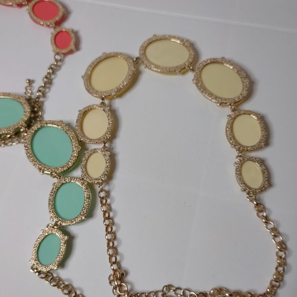 Set Of 3 Colorful Plastic And Metal Necklaces Adjustable 18 To 20 Inches Long - Picture 10 of 14